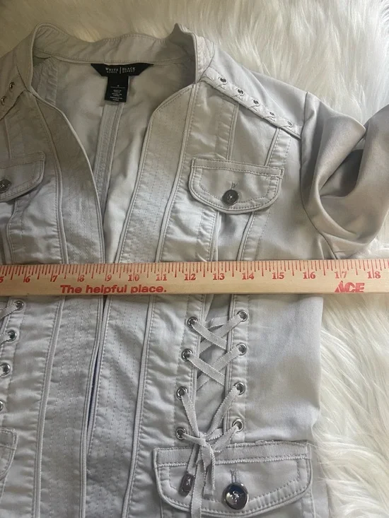 White House Black Market Sz 6 Grey Women’s Light Weight Jacket - Picture 8 of 14